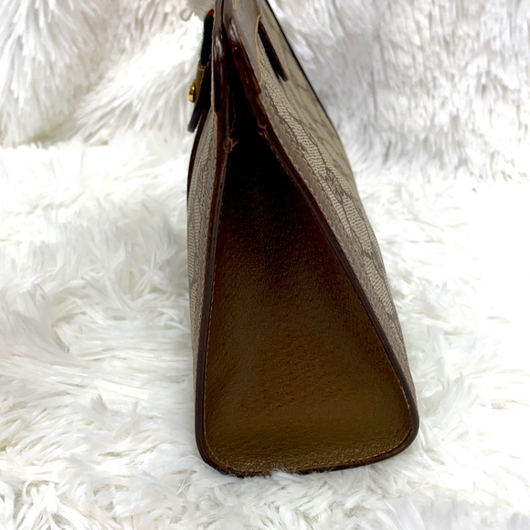 GUCCI SHERRI GG PATTERN MINI CLUTCH POUCH PVC BROWN EUC - Picture 5 of 11